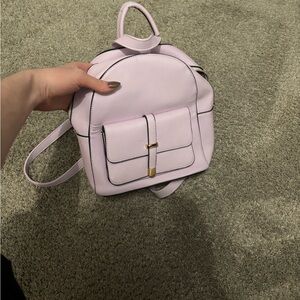 Purple Minimalist Leather Backpack with Adjustable Straps